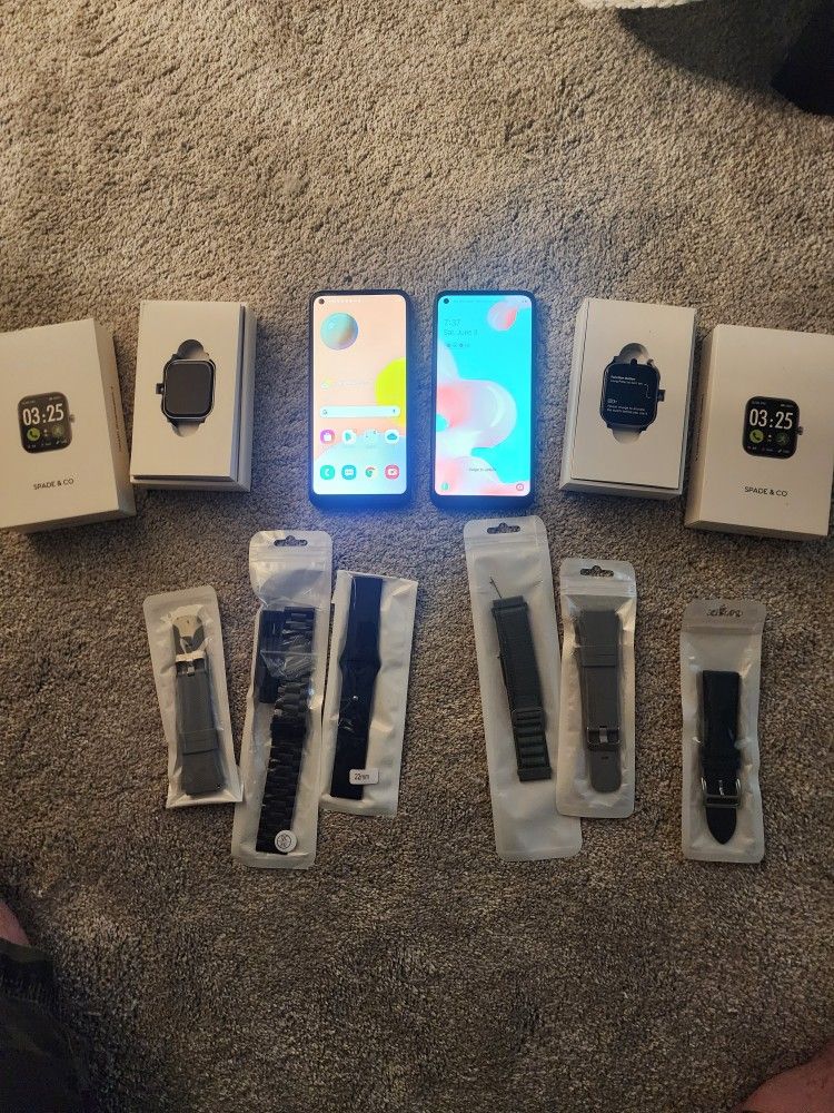 2 New Samsung A11 PHONES AND 2 WATCHES