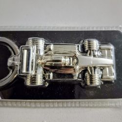 F1 Car Formula Style Metal Keychain Racecar Silver 2.25" Long