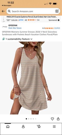 OFEEFAN Women's Large Sleeveless V-Neck Summer Sundress