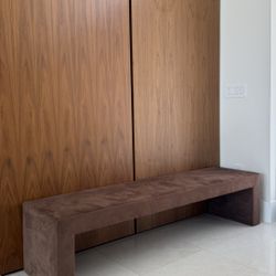 Modern Brown Faux Suede Bench | Entryway / End of King Bed