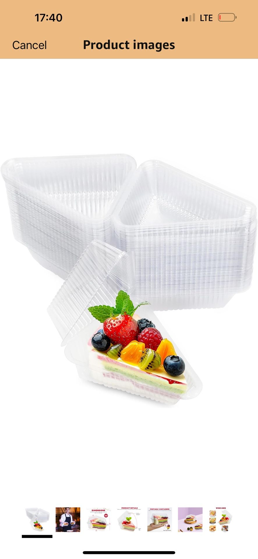 Brand New 200 Pcs Individual Cake Slice Containers,Clear Pie Slice Containers Plastic Disposable,Cake Slice Boxes For 6”-8” Diameter Cake or Pie Slice