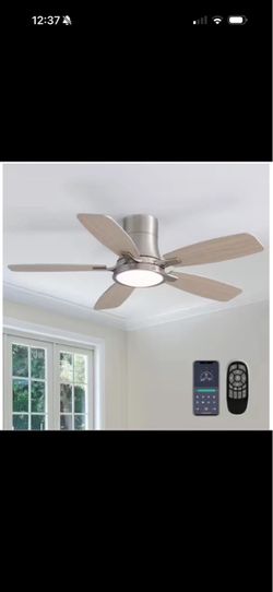 ANTOINE 42" Industrial Indoor Nickel Flush Mount Standard Ceiling Fan w/Remote