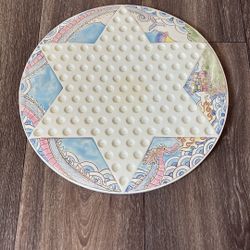 Vintage Chinese Checkers Ceramic Board Dragon Sea Serpent Castle Hand Painted