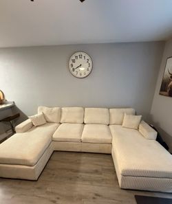 Cream Double chaise sectional
