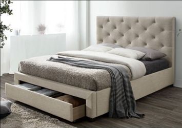 Brand New Beige Queen Bed Frame (Available in California & Eastern King)