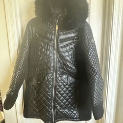 Michael Kors Puffer Jacket w/ Faux Fur Hood