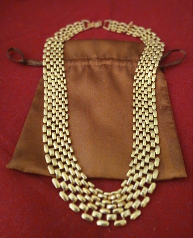 FABULOUS VINTAGE GOLD-TONE WEAVER COLLAR NECKLACE 