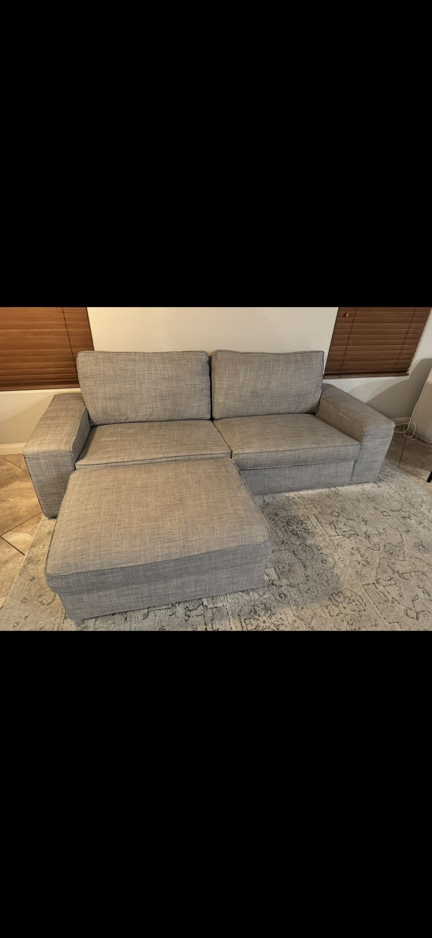 Grey Couch And Ottoman