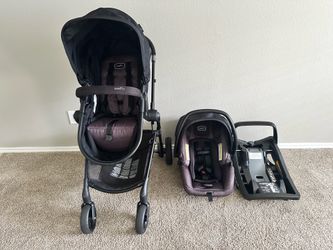 Evenflo Pivot Travel System – Stroller + Infant Car Seat + Base | Black | Like New