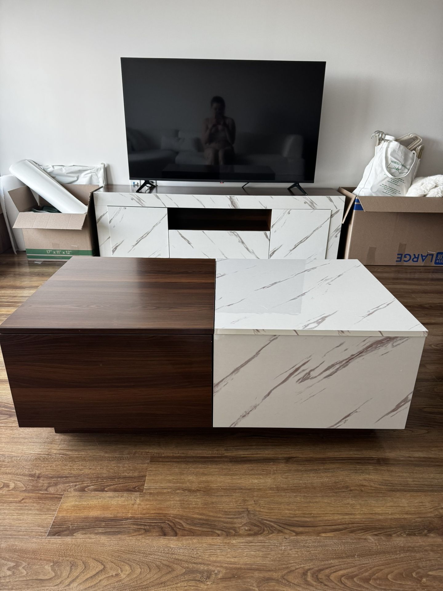 Modern TV Stand + Matching Coffee Table Set – Great Deal!