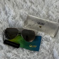 Quay Australia Gold Rimmed Polarized Sunglasses