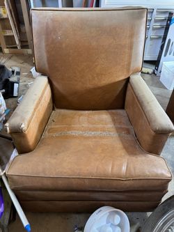 Leather Arm Chair Couch Recliner & Ottoman