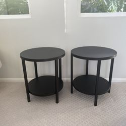 Two Crate & Barrel Modern Round Two-Tier End Table  