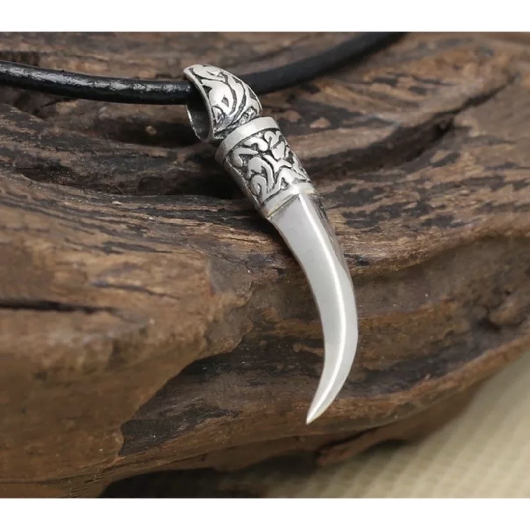 Wolf Tooth Carved Pendant