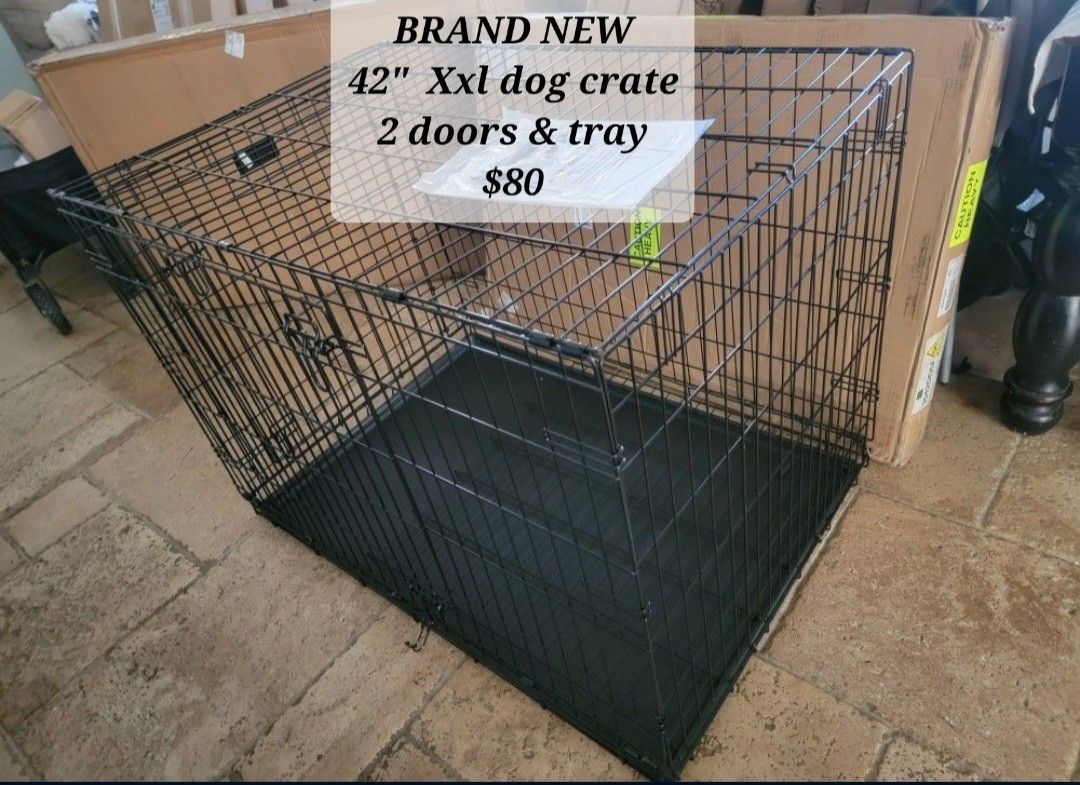 New 42x28x31 Xxl Dog Crate Door Folding Pet Cage Animal Kennel
