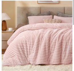 BEDELITE Fleece Twin/Twin XL Comforter Set, Fluffy Bed Set, Pink
