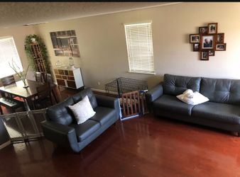 Grey sofa, leather set