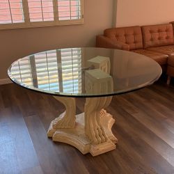 Circular Glass Dining Table With Feet!