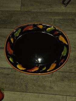 Ceramic Oval Serving Bowl Chili Pepper Design