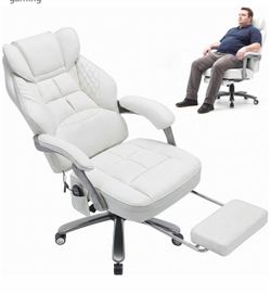 New White Faux Leather Big and Tall Massage & Heat Office Ergonomic Office/Gaming Chair $85 firm