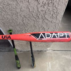 Pink Tee Ball Bat & green Baseball Bat Only