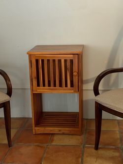 Moving Sale – 2 Accent Chairs + Wooden Cabinet – $120 🪑