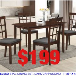 5 piece dining set. Assembly required. Assembly not included. Tax included. Free local delivery.