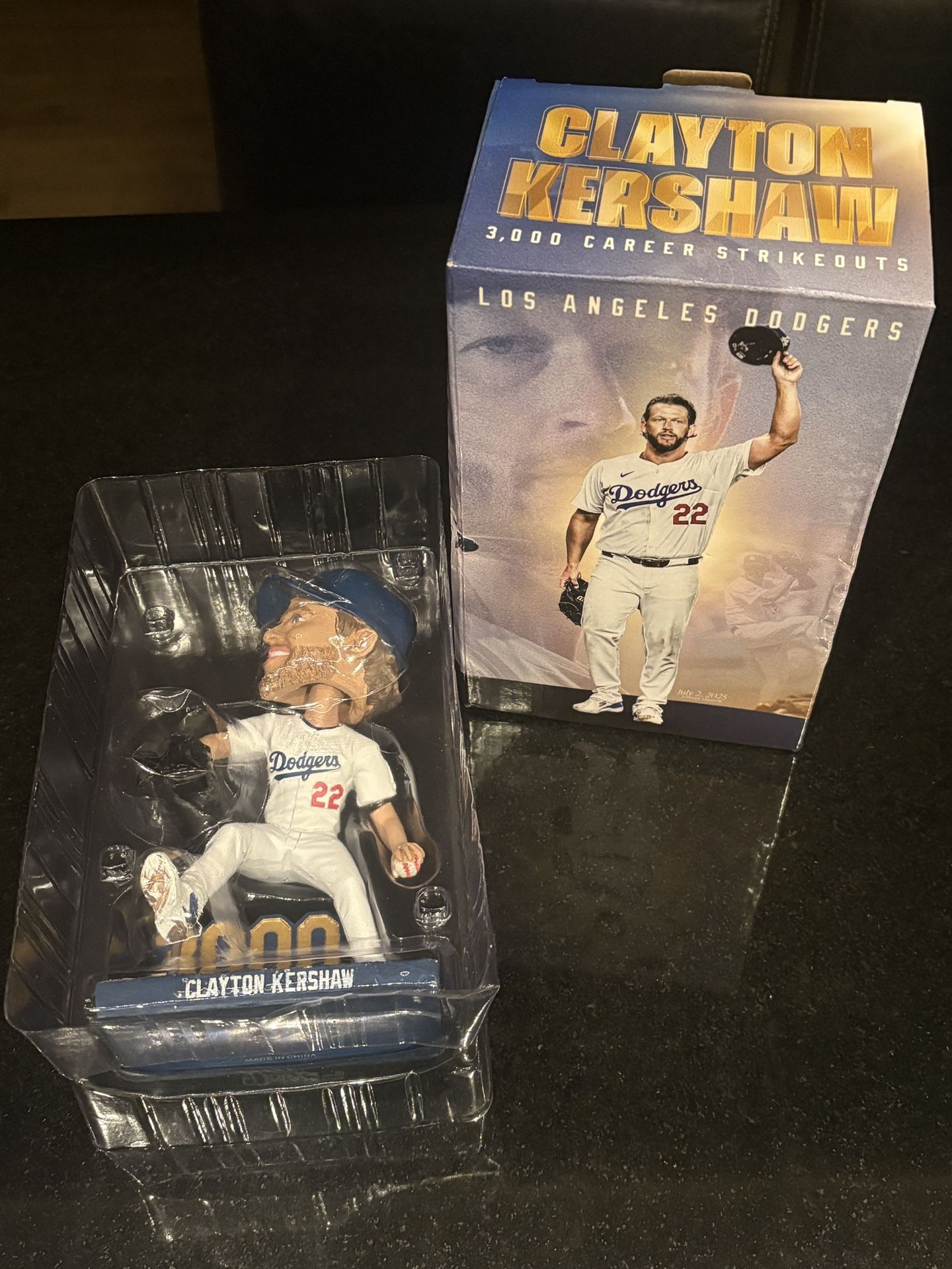 CLAYTON KERSHAW LA DODGER’S BOBBLEHEAD 3000 Strikeouts NEW IN BOX
