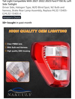 Ford F150 XL Left Side Tail Light 2021-2023