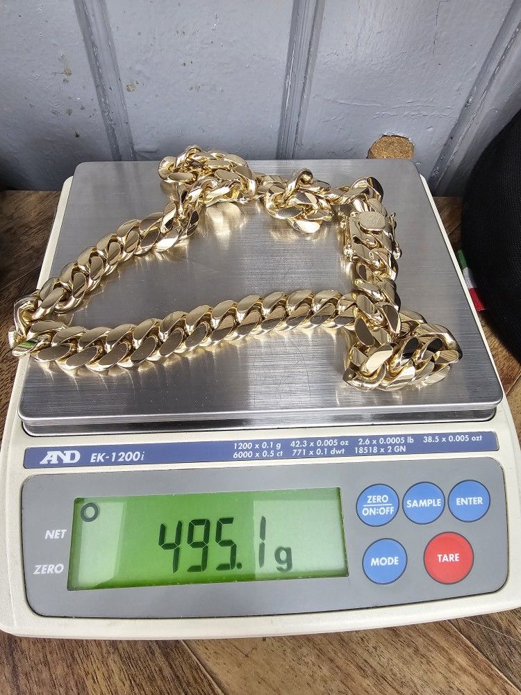 14kt Cuban link chain, 24 inches, 17mm wide at $66 per gram