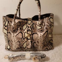 JUSTFAB Snake Print Hand Bag with Adjustable Clip on Strap