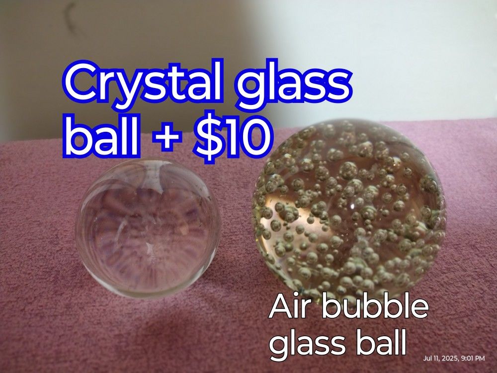 Real Crystal Ball Paper Weight And Nice Big Bubbled Crystal Ball Paper Weight