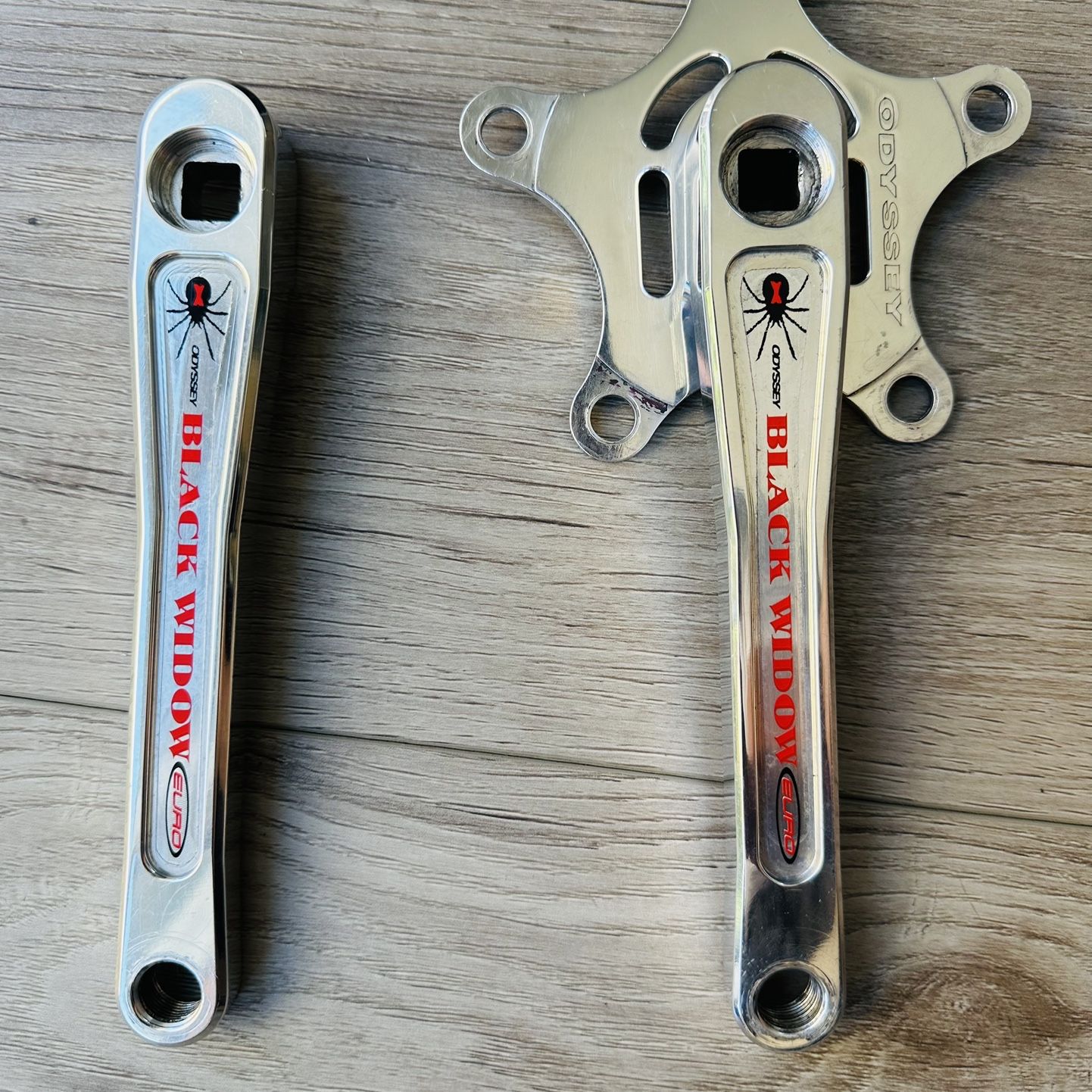 Mid School quality BMX odyssey black widow Crank Arms - polished
