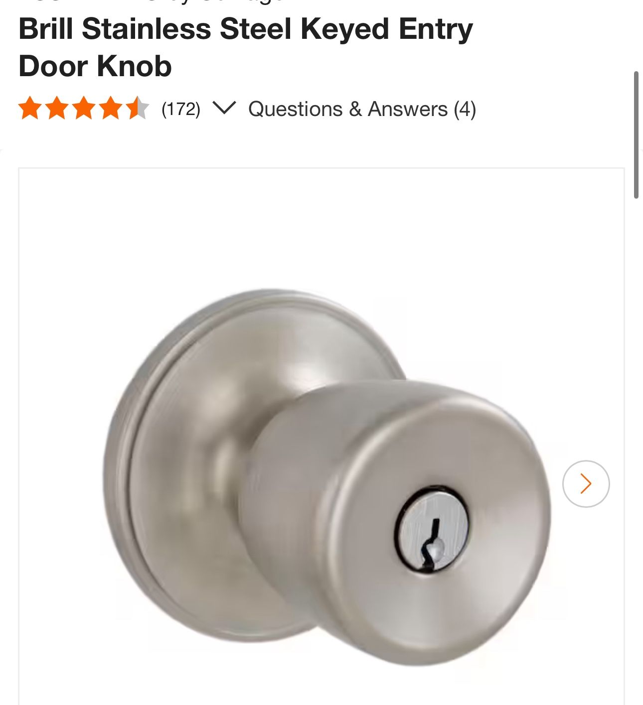 Brill Stainless Steel Keyed Entry Door Knob