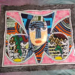 Kayode Buraimoh Stylized Figural Mixed Media Painting, 2024