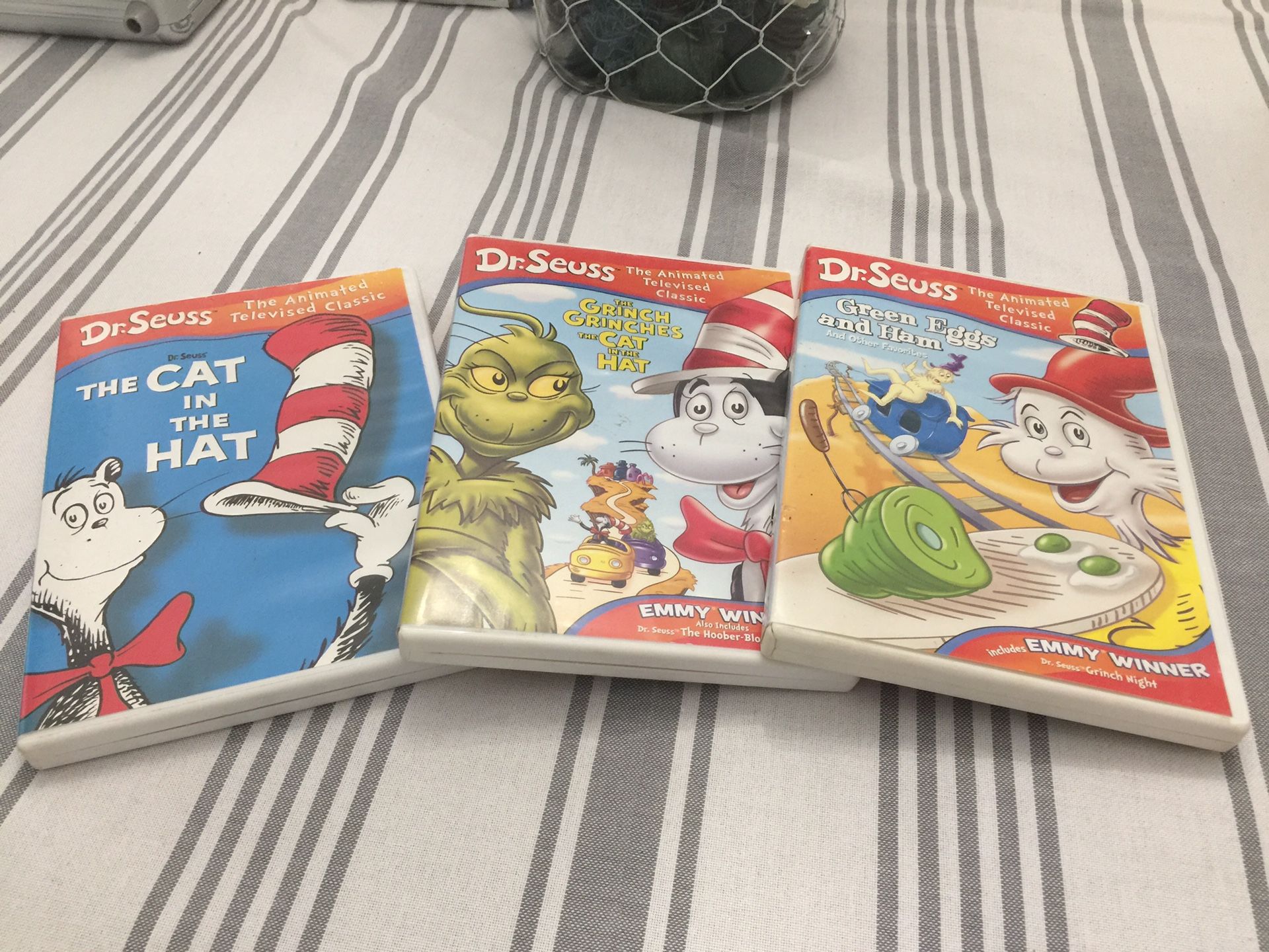 Dr. Seuss kids DVDs lot of 3. Green eggs and ham, The Cat in the hat, The Grinch Grinches The Cat in the hat