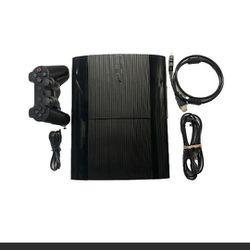 Sony PlayStation 3 Console PS3 Super Slim Black Bundle Controller & Cords 