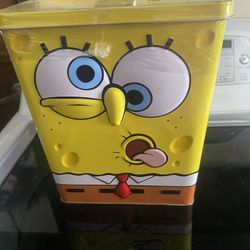 Vintage 2005 Viacom SpongeBob SquarePants Large Popcorn Trash can Tin RARE