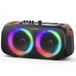 Bluetooth Mobile Multimedia Speaker Karaoke Machine 6.5" Full-Range Speakers RGB LED Lights Remote Control