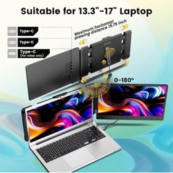 14 inch Dual Laptop Screen Extender With Case & Cables