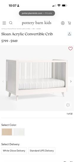 Sloan Acrylic Convertible Crib with mattress