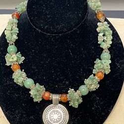 Natural Gemstone And Silver Necklace