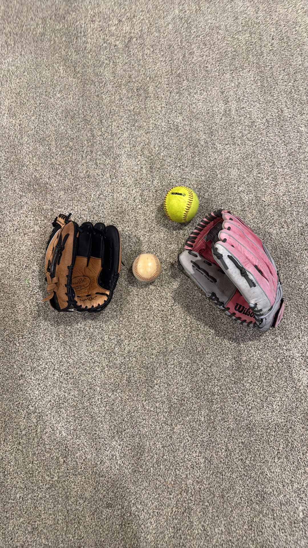 Two Baseball Gloves, Baseball & Softball 
