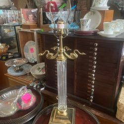 Vintage Brass Double Swan Bird Ethan Allen Lamp 