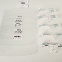 Pack of 5 Clear Face Shield Mask with Glasses for Protection Plastic Shield Eye Frame Adult