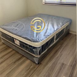 NEW Mattress Queen Size Plush Pillowtop With Box Spring // Offer  🚚