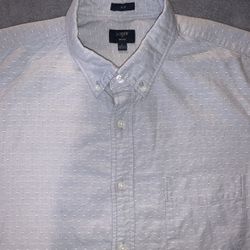 2 J Crew Oxford Size Large Shirt Light Gray Dotted Peppered Pattern Slim Fit Qty 2 - $28 Each