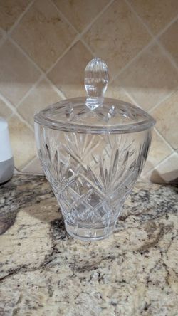 Vintage Barware 1960s Crystal Ice Bucket w Lid Made in Poland 
