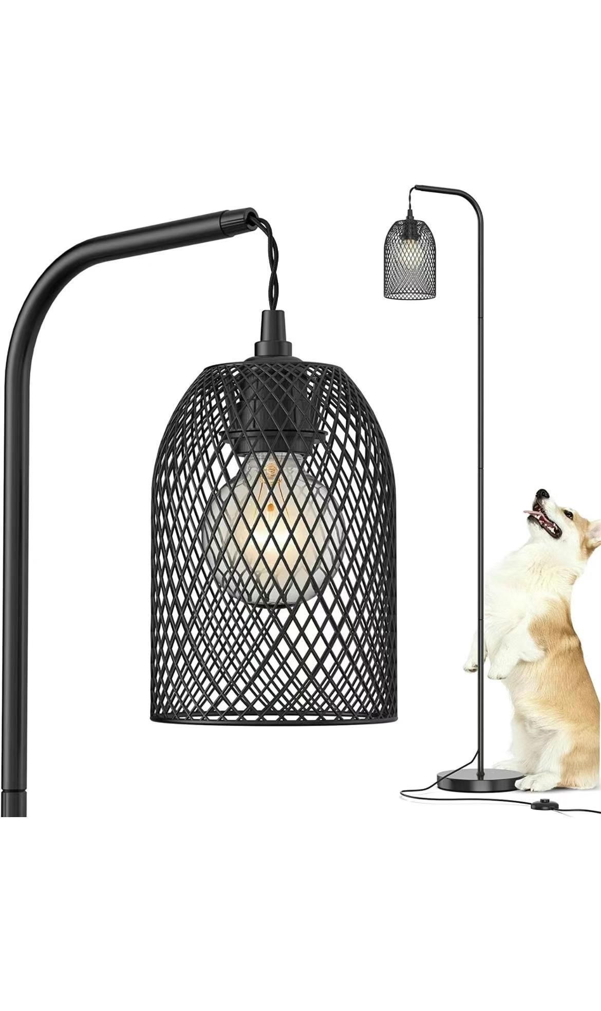 Industrial Floor lamp Metal Standing Lamps for Living Room 63 Inch Modern Tall Lamp for Reading E26 Mid Century Corner Lamp with Foot Switch Bla