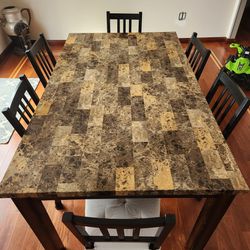 Kitchen Table (Wood) With 6 Chairs 